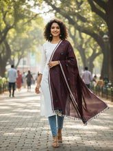 Chocolate Blue Jamdani Cotton Buti Dupatta