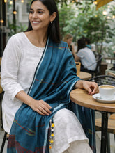 Blue Arrow Motif Cotton Jamdani Dupatta Handloom