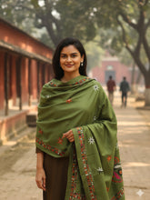 Green Kantha Wool Shawl
