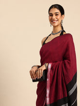 ArtEastri Black Maroon Cotton Handloom Saree