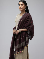 Burgundy Mul Cotton Jamdani Dupatta