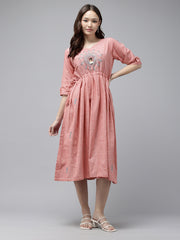Pink Cotton Handloom Dress