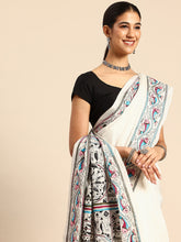 ArtEastri Handloom White Silk Kantha Saree with Blouse piece