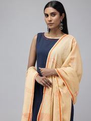 Beige Orange Mul Cotton Jamdani Dupatta