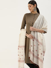 Handcrafted Jamdani Cotton Dupatta with tassels- NEW!