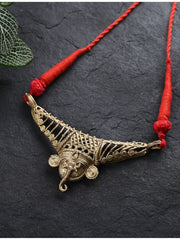 Handmade Red Ganesh Dokra Hasuli Jewellery