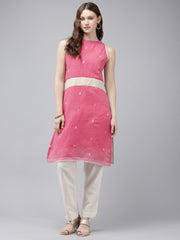 Pink & Cream Handloom Cotton Kurta