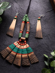 Handmade Green Red Bamboo Tribal Jewellery Set