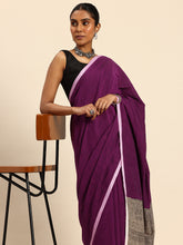ArtEastri Handloom Purple Ghicha Pallu Kantha Stitch Saree with Blouse piece