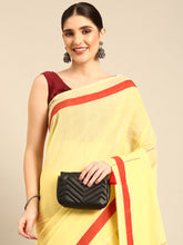 Handloom Solid Cotton Saree with Blouse Piece