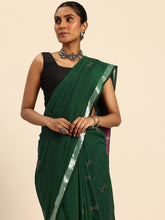 ArtEastri Green Magenta handloom Cotton Kantha Stitch Saree