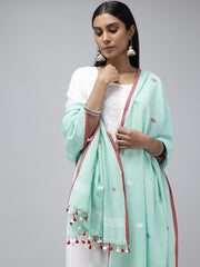 Sea Green Multi buti Jamdani Dupatta
