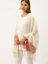 Cream Red Cotton Eri Stole