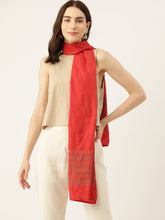 Red & Yellow Kantha Art Silk Stole