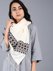 Ivory Brown Eri Silk Stole