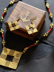 Brass Black Red Square Tribal Jewellery Set