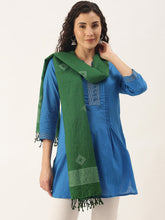 Handloom Green Jamdani Merino Wool Stole
