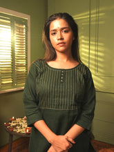 Bottle Green Kantha Cotton Kurta