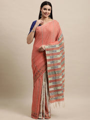 Peach Khesh Kantha Cotton Saree