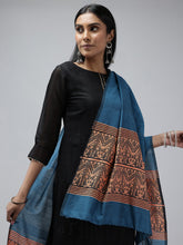 Blue Biege Assamese silk Cotton Dupatta