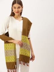 Brown Yellow Cotton Eri Silk Stole