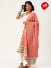 Peach Khesh Kantha Cotton dupatta