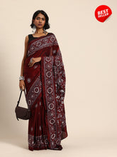 ArtEastri Maroon Grey Silk Kantha Saree with Blouse piece