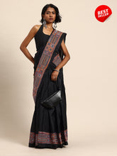 ArtEastri Black ArtSilk Kantha Saree with Blouse piece
