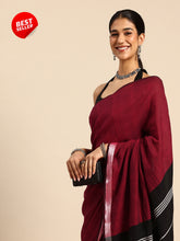 ArtEastri Black Maroon Cotton Handloom Saree