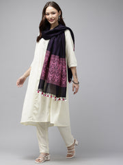Purple Pink Women's Ethnic Silk Cotton Assamese Dupatta