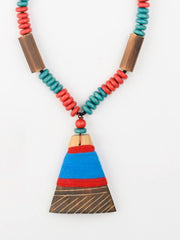 Blue Red Bamboo Tribal Jewellery Set