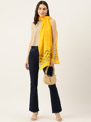 Yellow & Green Kantha Silk Stole