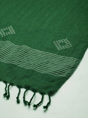 Handloom Green Jamdani Merino Wool Stole