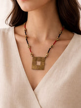 Handmade Red Black Brass Necklace