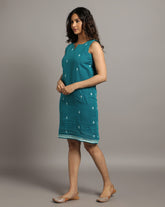 Teal Cotton Handloom Dress