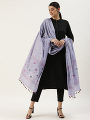 Handcrafted Jamdani Cotton Dupatta with tassels- NEW!