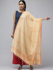 Beige Orange Mul Cotton Jamdani Dupatta
