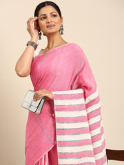 Pink Khesh Weave Pure Cotton saree