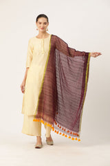 Purple & Gold Sequins Silk Cotton Dupatta