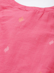 Pink & Cream Handloom Cotton Kurta