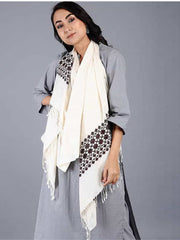 Ivory Brown Eri Silk Stole
