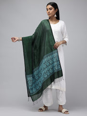 Green Blue Handloom Silk cotton Assamese Dupatta