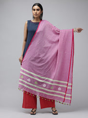 Lavender Pink Cotton Jamdani Dupatta