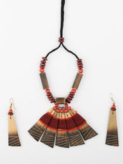 Handmade Maroon Red Bamboo Tribal Jewellery Set