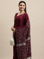 Maroon Khesh Kantha Cotton Saree