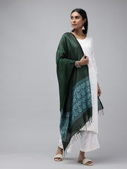 Green Blue Handloom Silk cotton Assamese Dupatta