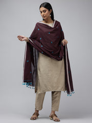 Chocolate Blue Jamdani Cotton Buti Dupatta