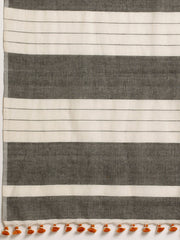 White and Black Cotton Striped Stole