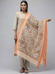 Pure Cotton Madhubani Print Dupatta- Krishna Palki