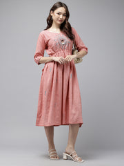 Pink Cotton Handloom Dress